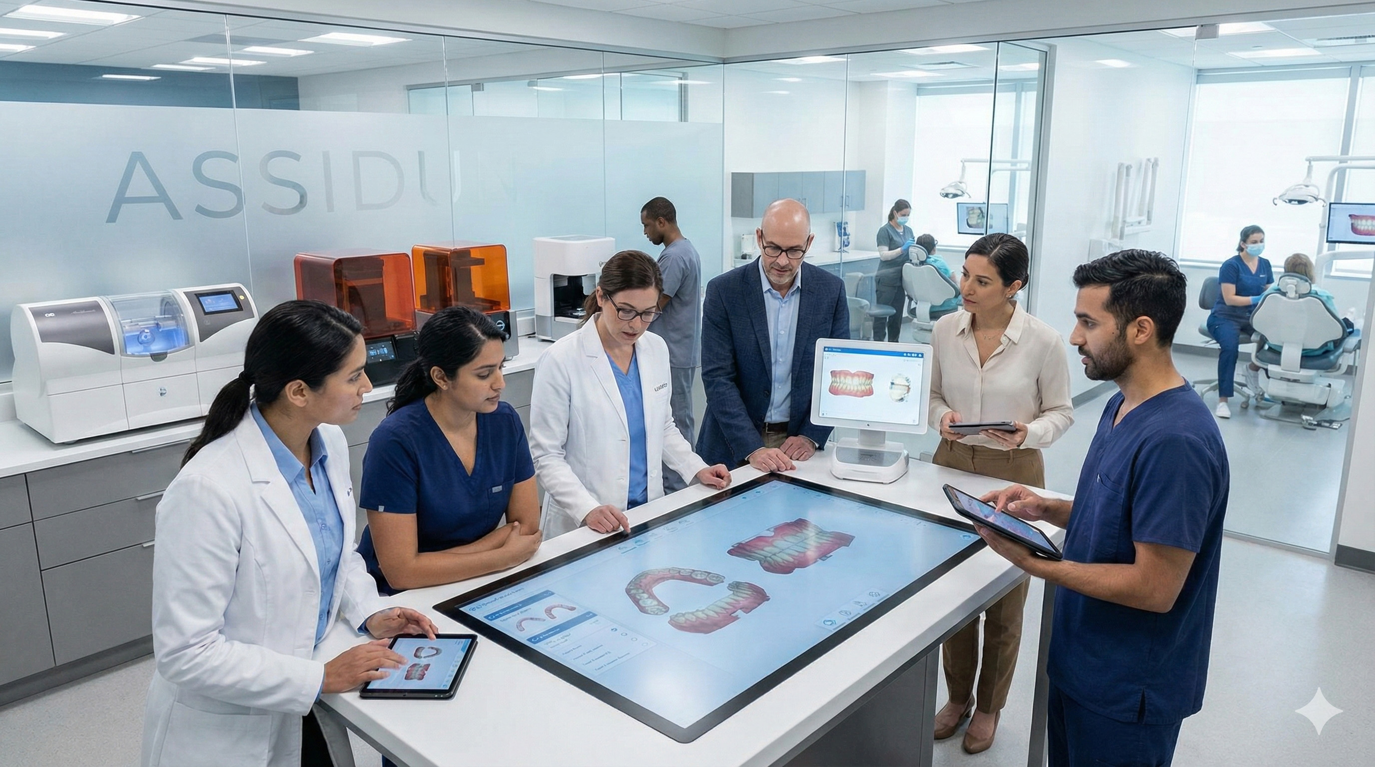 Assidu team collaborating with digital dental technology